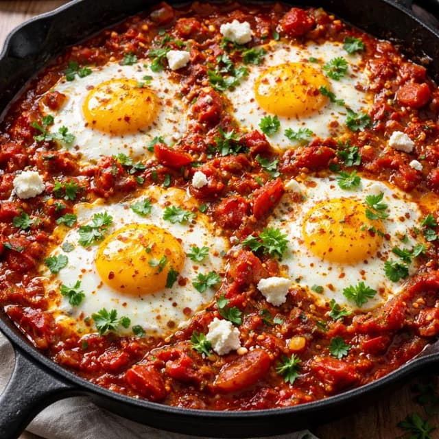 Baked Eggs in Tomato Sauce (One Pan Breakfast Recipe)