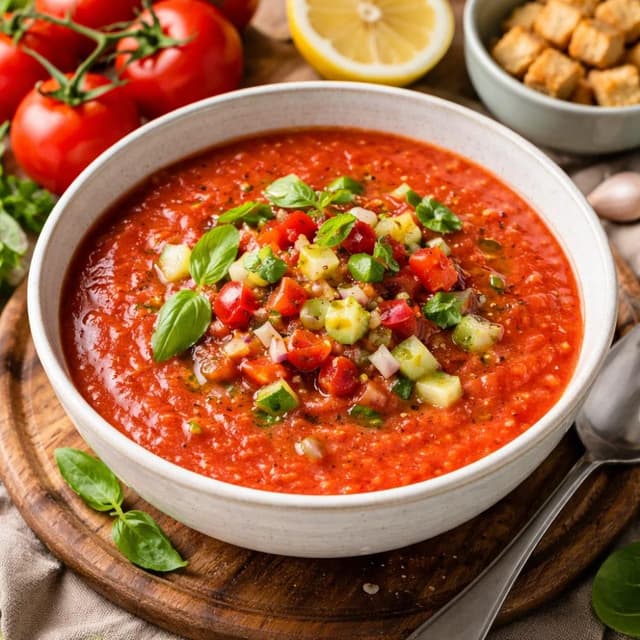 Gazpacho (Cold Spanish Tomato Soup — No Cook Recipe)