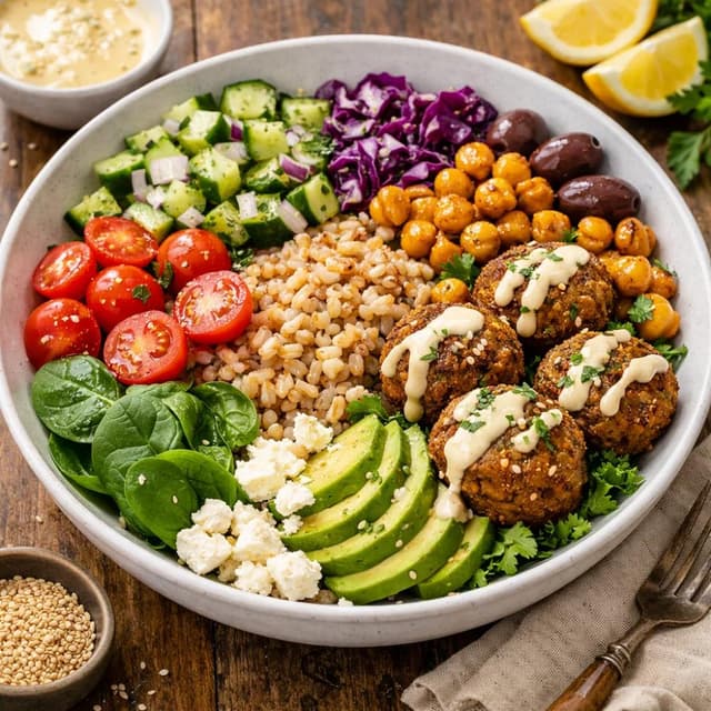 Lemon Tahini Farro Bowl (Mediterranean Grain Bowl)