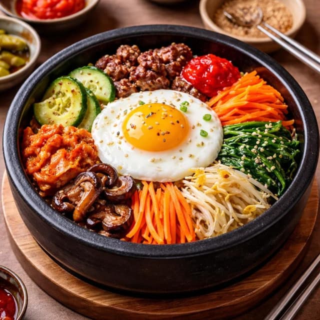 Bibimbap (Authentic Korean Rice Bowl with Vegetables, Egg and Gochujang)