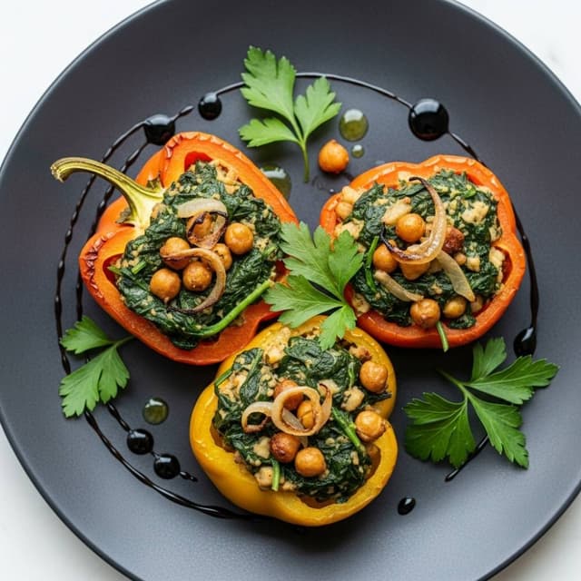 Chickpea and Spinach Stuffed Peppers