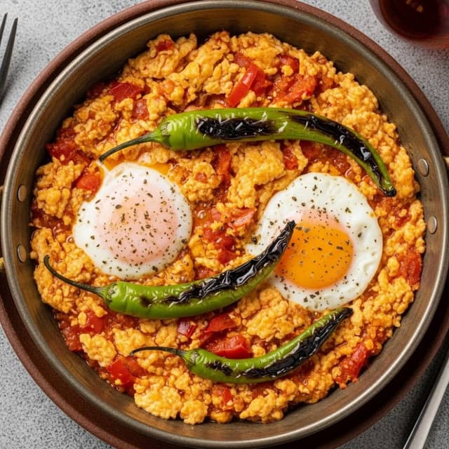Turkish Menemen (Scrambled Eggs with Peppers)